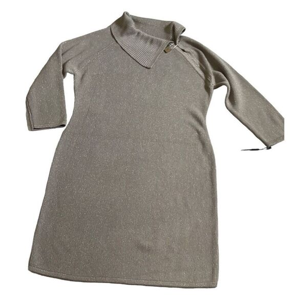 Women's Calvin Klein Gold beige sweater Dress Size L - Picture 7 of 13